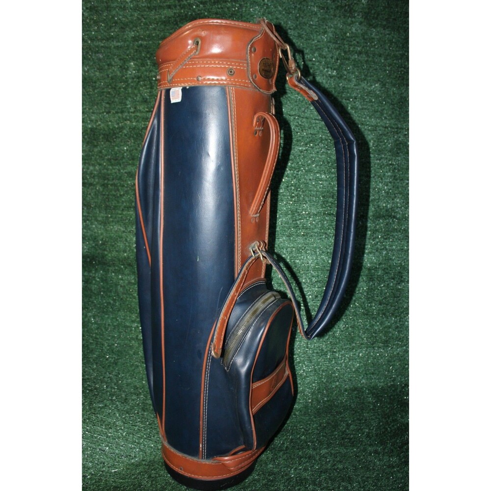 Vintage Hot-Z Retro Golf Bag Leather Shoulder Strap Made in USA Zippers Work